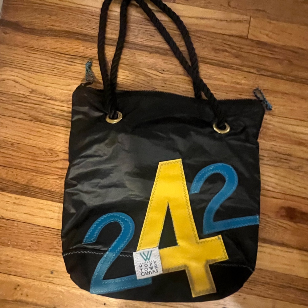 Black Tote with Yellow and Blue Accents